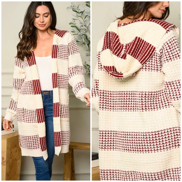 FATE Anthro Longline Thick Knit Open Hooded Cardigan - Picture 3 of 6